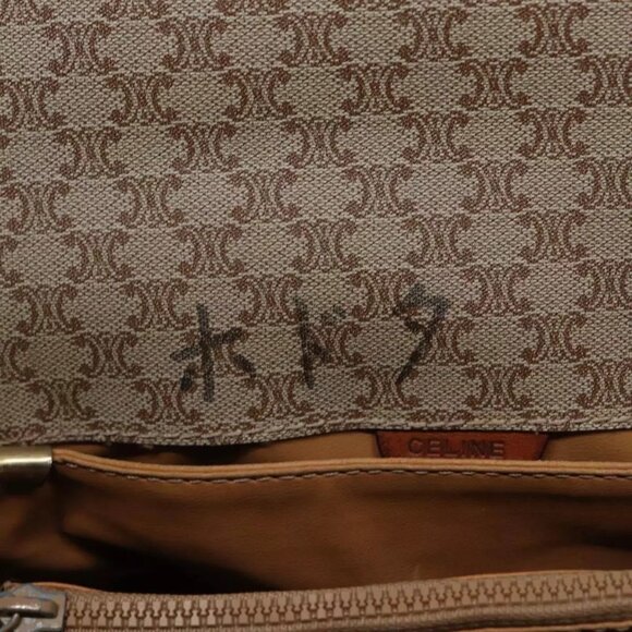 CELINE Macadam Canvas Shoulder Bag PVC Leather Beige Auth - Picture 10 of 16